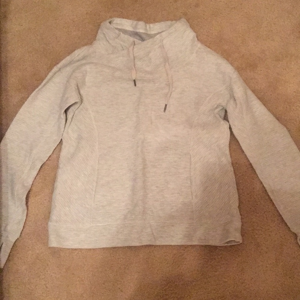 Cowl neck ribbed sweatshirt